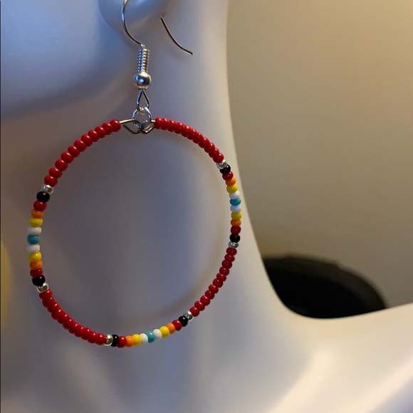 Jewelry - Native American Beaded Hoop Earrings